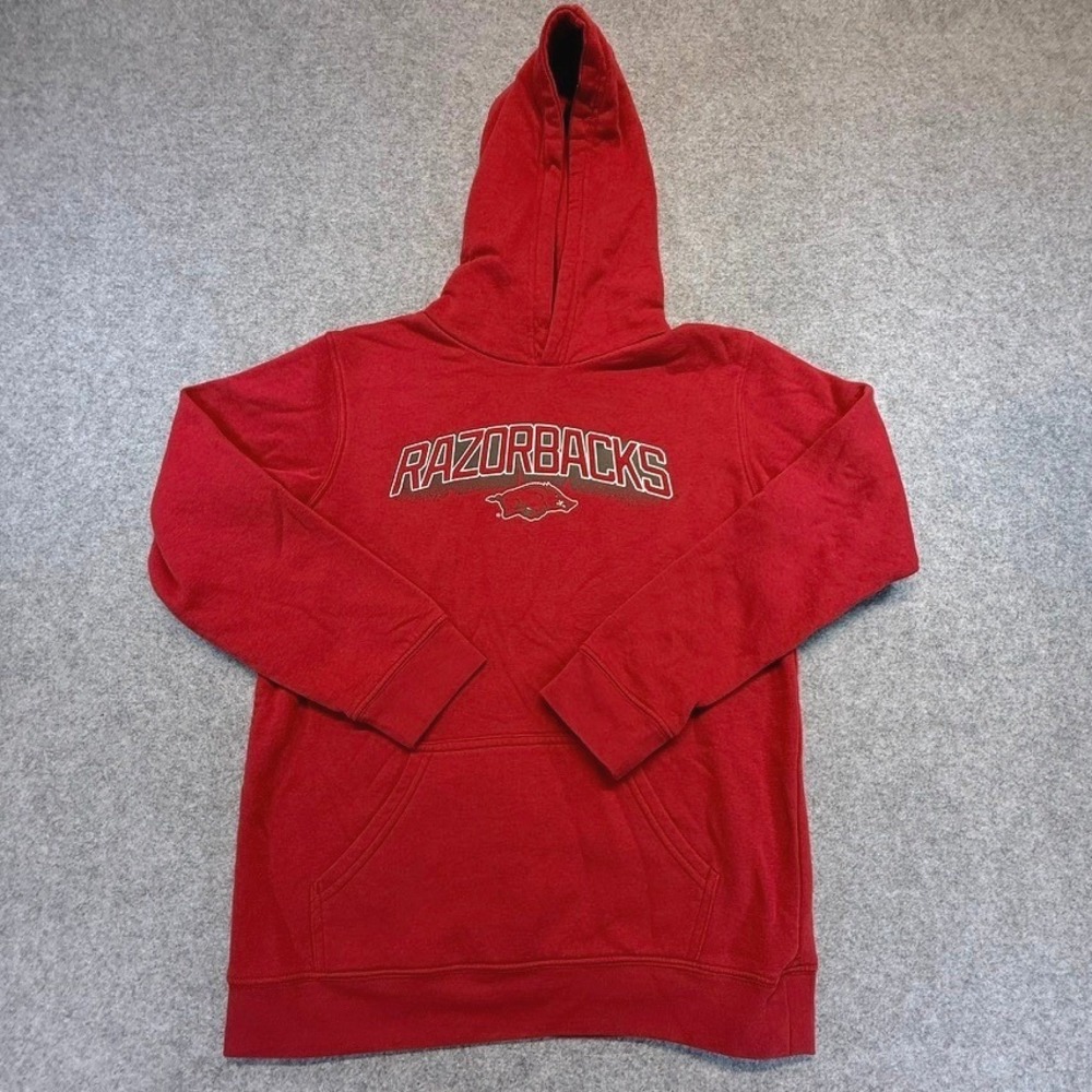 University of Arkansas Razorbacks Kids Red Hoodie Sweatshirt Size L Large NCAA